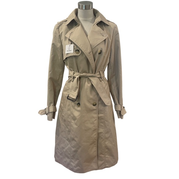 NWT Zara classic tan khaki trench coat jacket S M - Picture 1 of 6